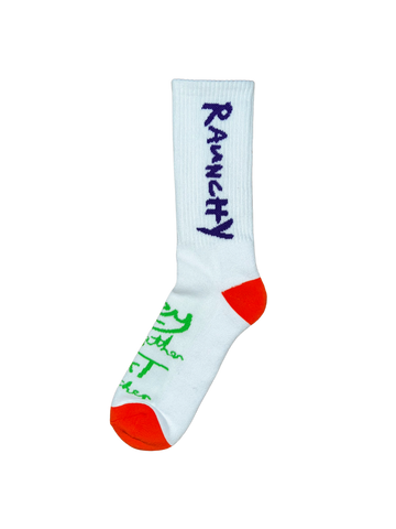 RAUNCHY Super Comfy Socks WHT/PRPL